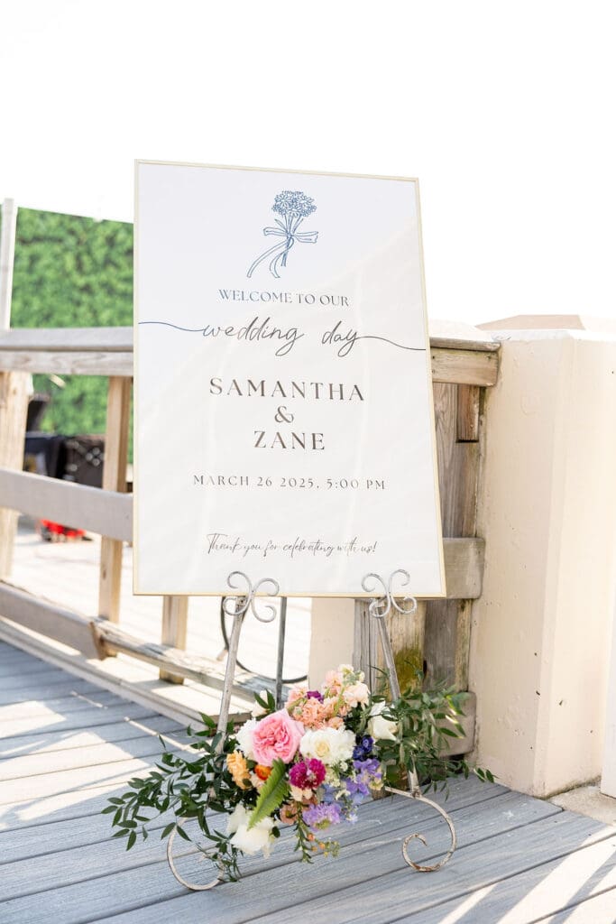 Floral beach themed wedding welcome sign | Madison Abernathy Photography