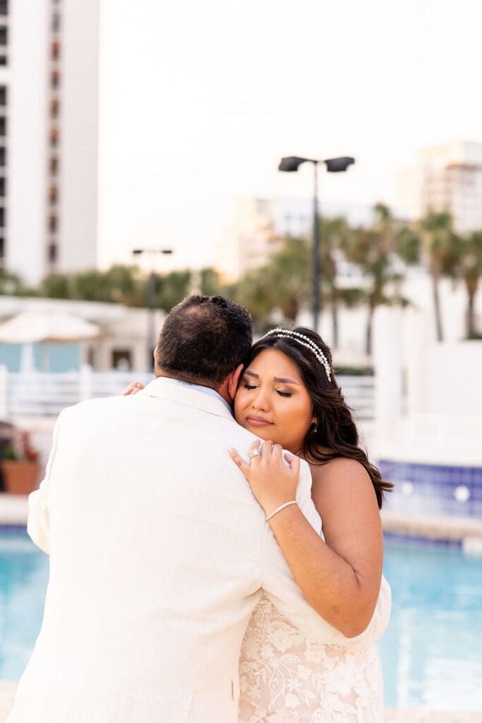 Father of the bride and bride's first dance at beachside luxury wedding | Madison Abernathy Photography