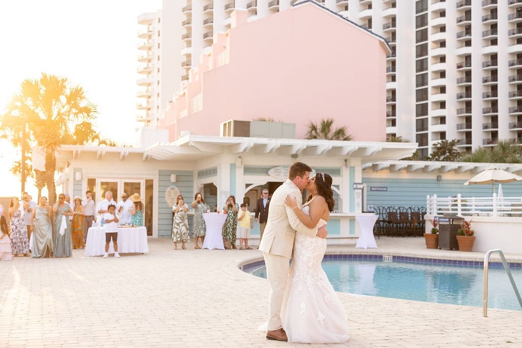 Bride and groom sharing a first dance at vintage luxury beach wedding in Destin, Florida | Madison Abernathy Photography